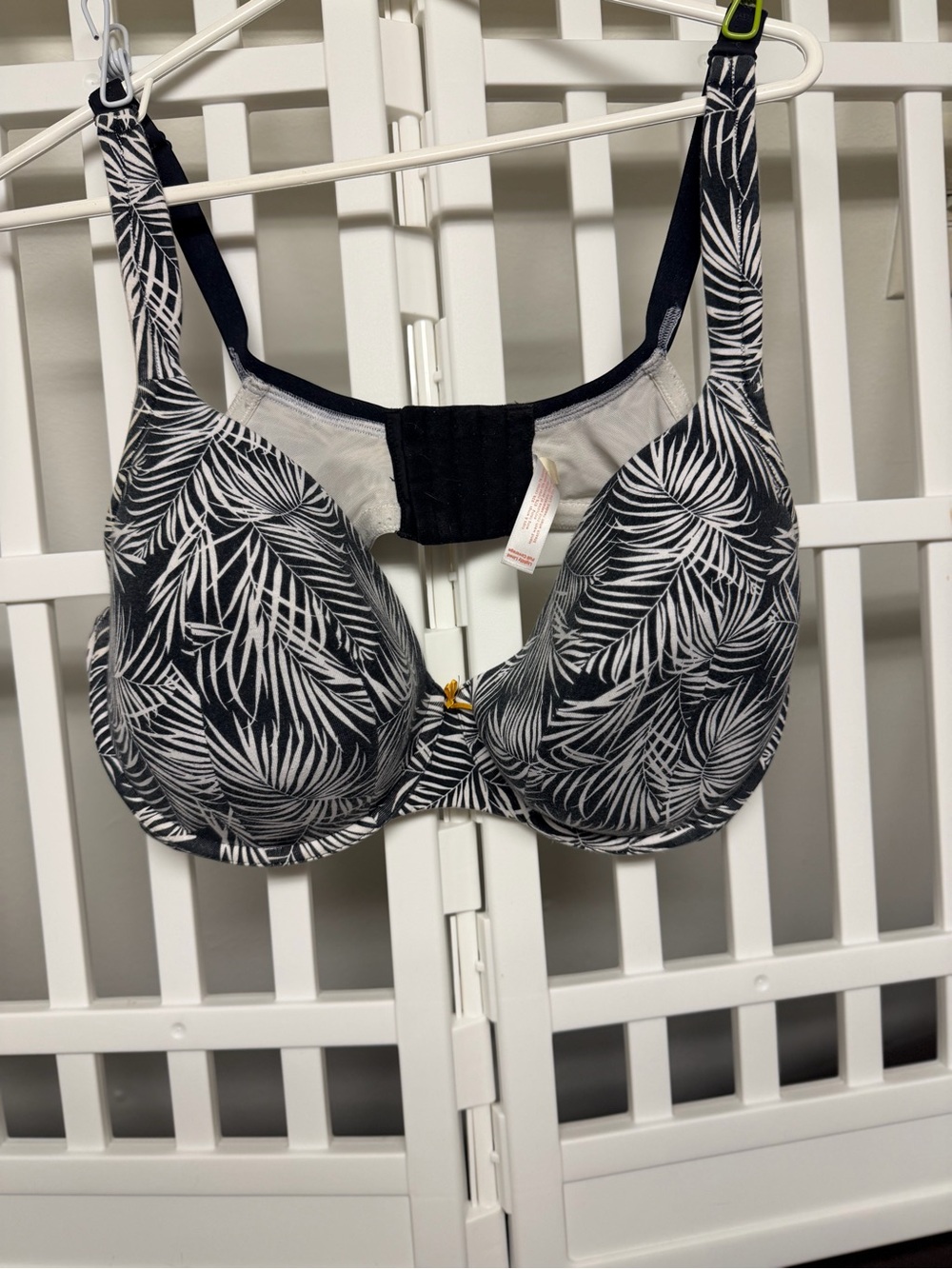Cacique Black & White Palm Leaf Underwire Bra